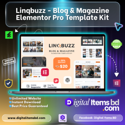Linqbuzz - Blog & Magazine Elementor Pro Template Kit Price in Bangladesh