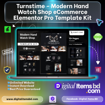 Turnstime - Modern Hand Watch Shop eCommerce Elementor Pro Template Kit Price in Bangladesh